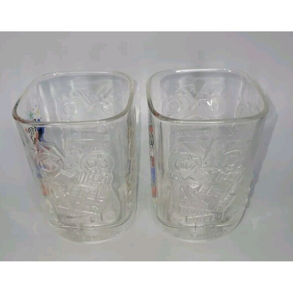 Vtg Set 2 Walt Disney World Drinking Glasses 2000 McDonalds Mickey Mouse Y2K Cup - Picture 5 of 8